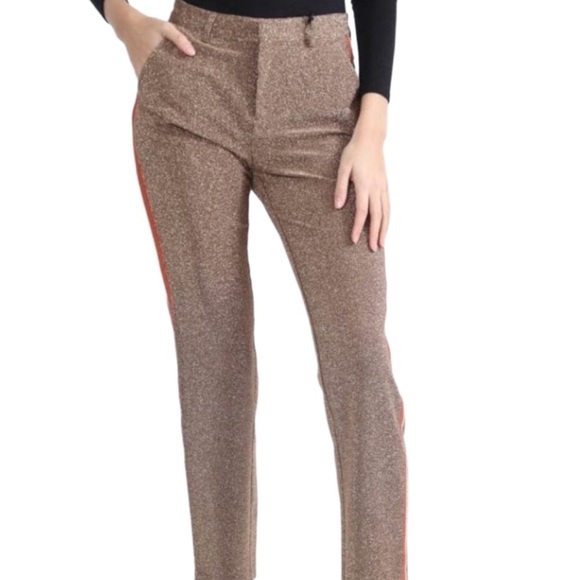 Scotch and Soda Bronze Metallic Knit Side Stripe Trousers - Size XS - Picture 3 of 12